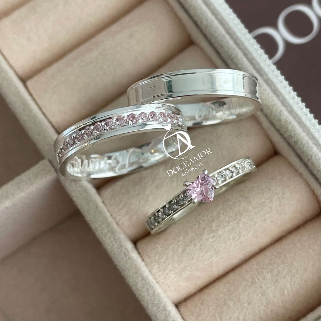 Alianças em Prata 950 - Íris - 5mm - Solitário Elegance 