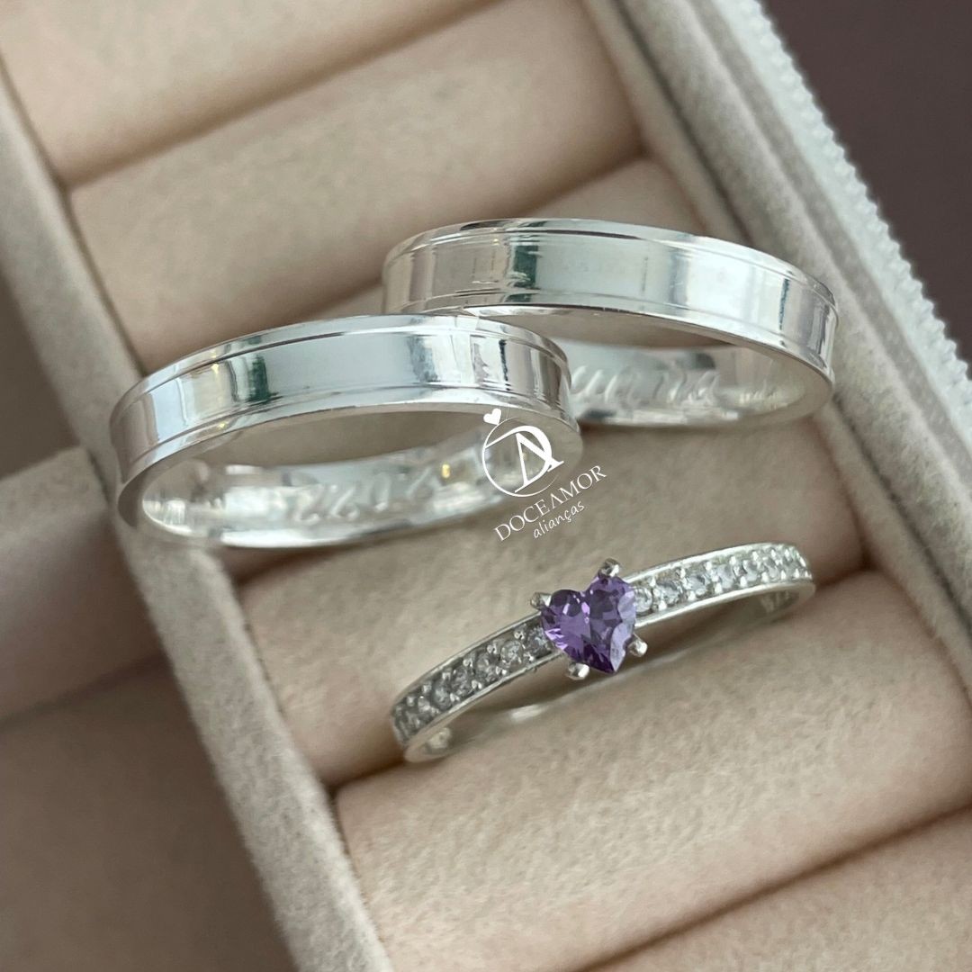 Alianças em Prata 950 - Íris - 5mm - Solitário Elegance 