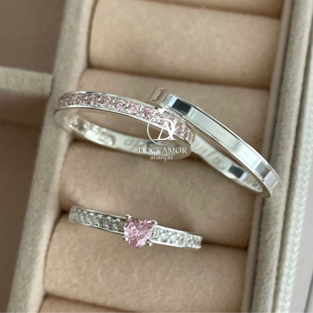 Alianças em Prata 950 - Íris - 2mm - Solitário Elegance