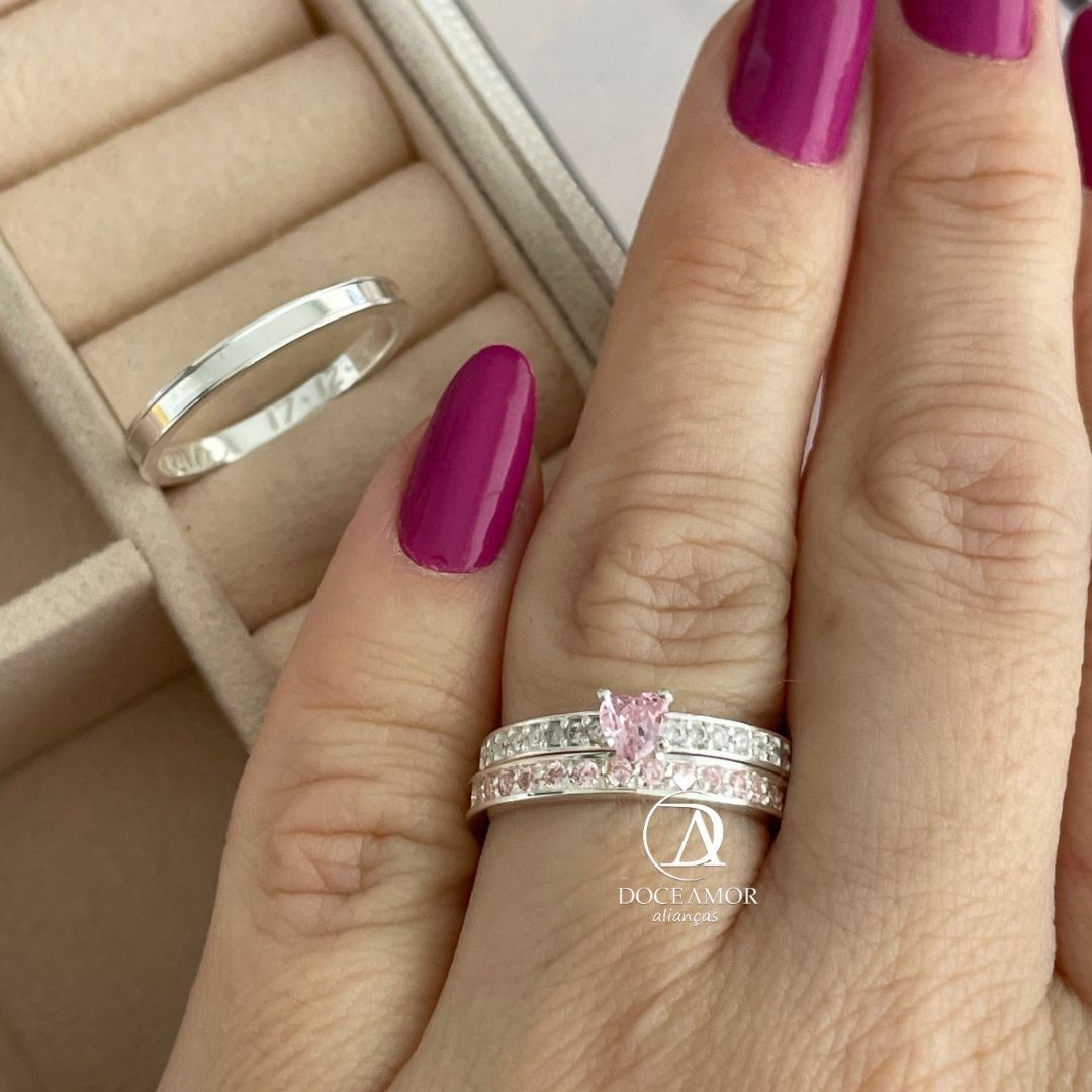 Alianças em Prata 950 - Íris - 2mm - Solitário Elegance