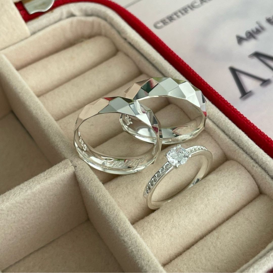 Alianças em Prata 950 - 5mm -  Prisma - Solitário Elegance