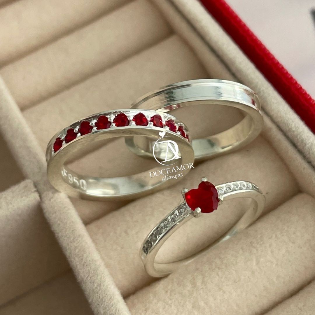 Alianças em Prata 950 - Íris - 3mm - Solitário Elegance 