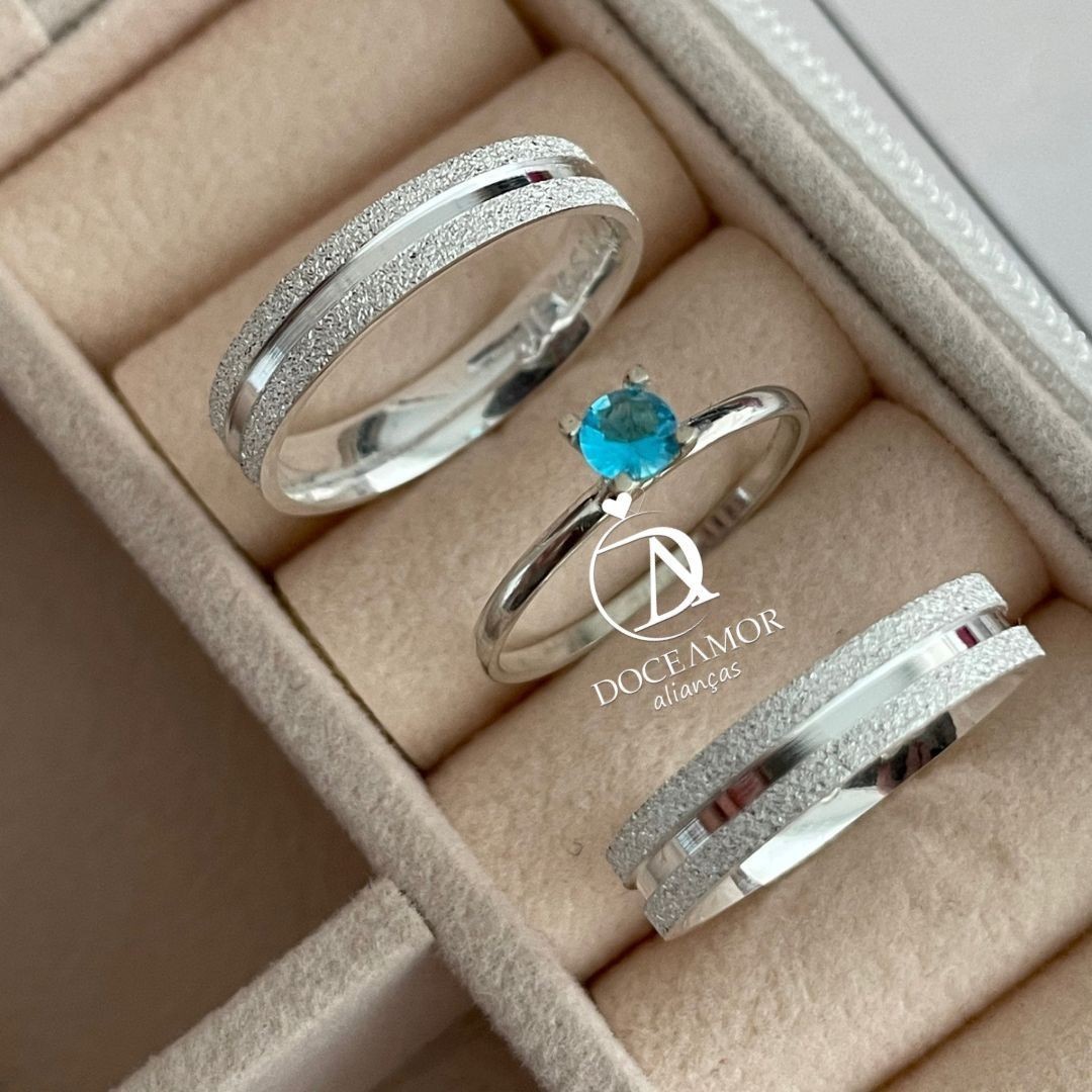 Alianças em Prata 950 - Maya - 4mm - Solitário Tradicional