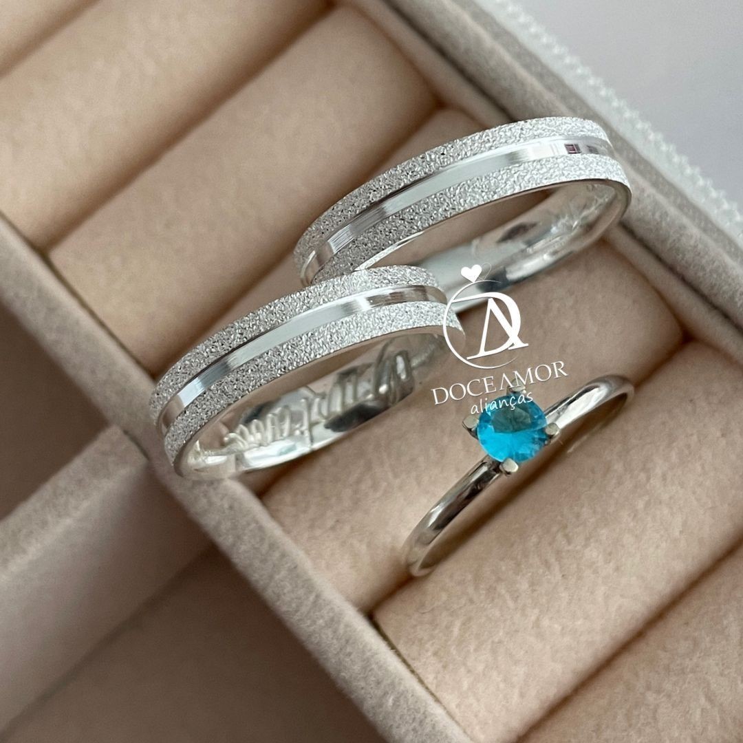 Alianças em Prata 950 - Maya - 4mm - Solitário Tradicional