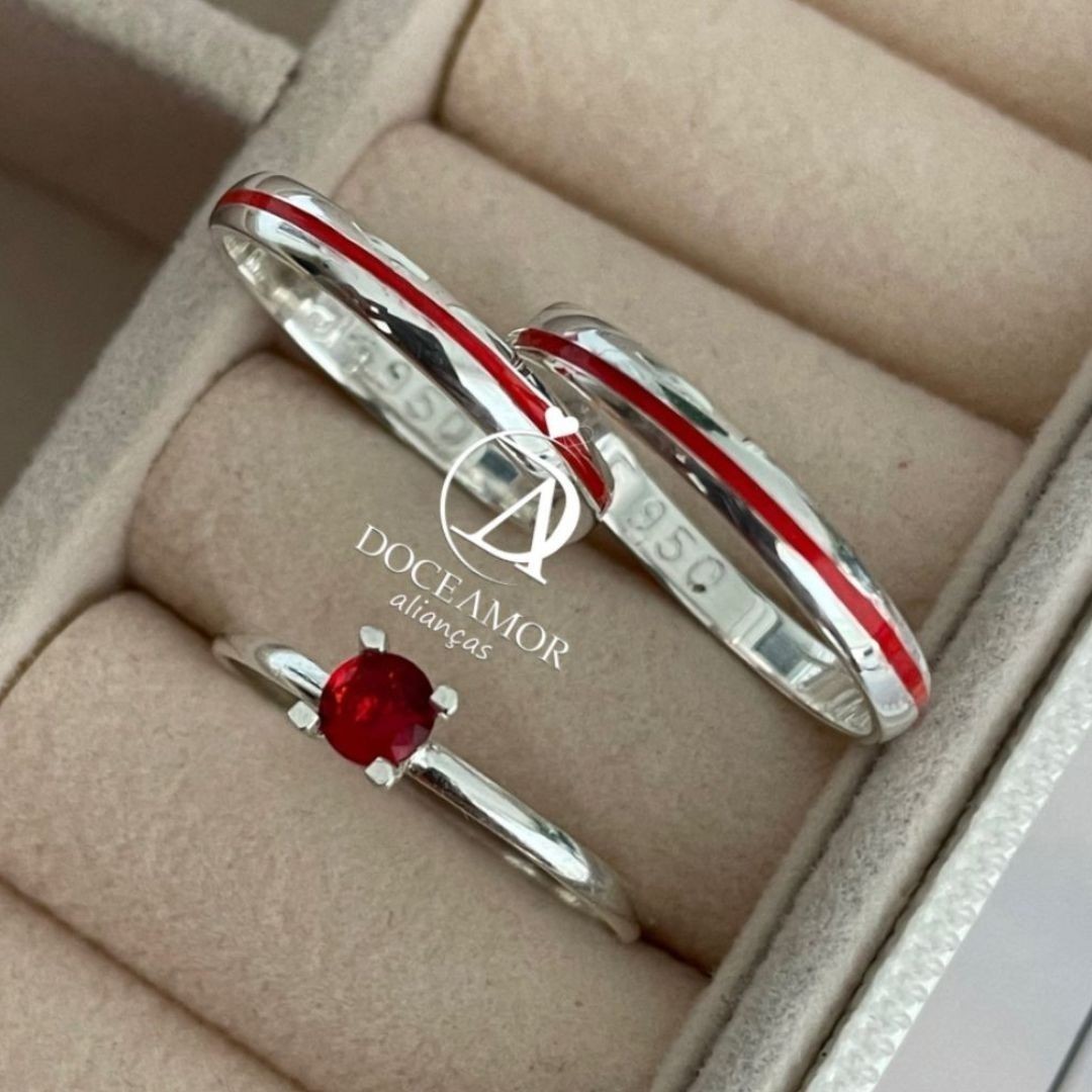 Alianças Akai ito - 2mm - Abauladas - Solitário Tradicional