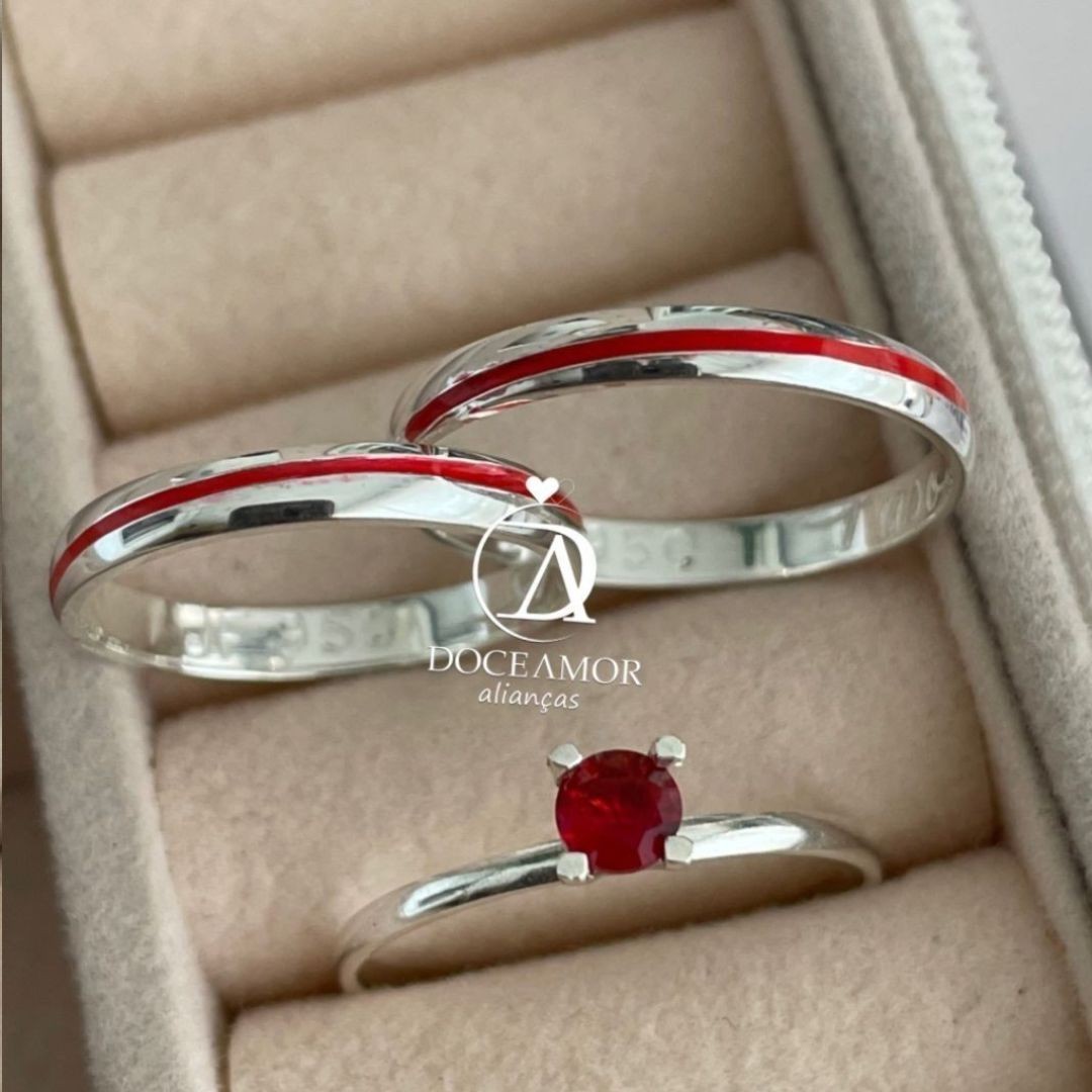 Alianças Akai ito - 2mm - Abauladas - Solitário Tradicional