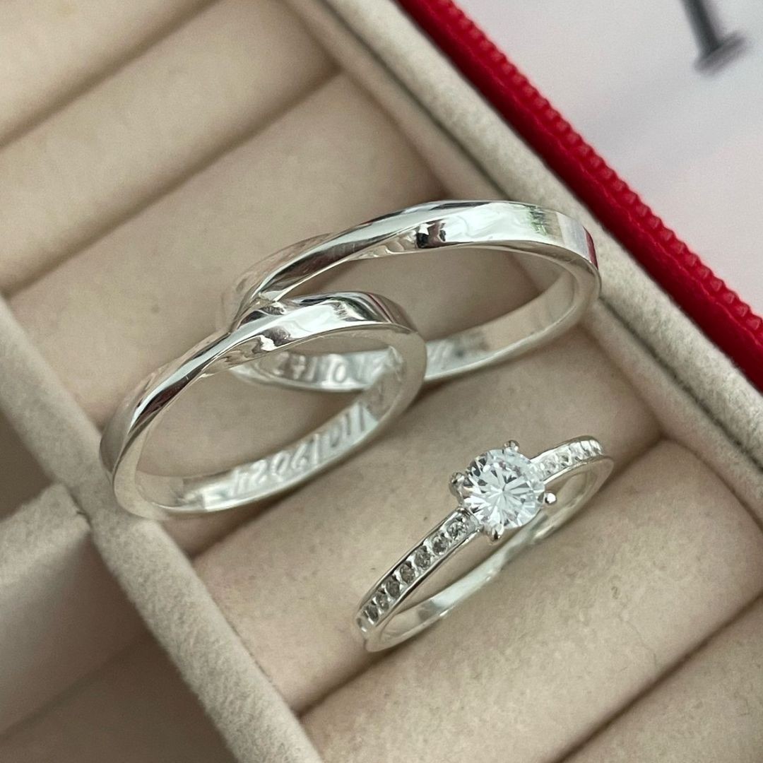 Alianças em Prata - 950 -  2,5mm - Amabile - Solitário Elegance