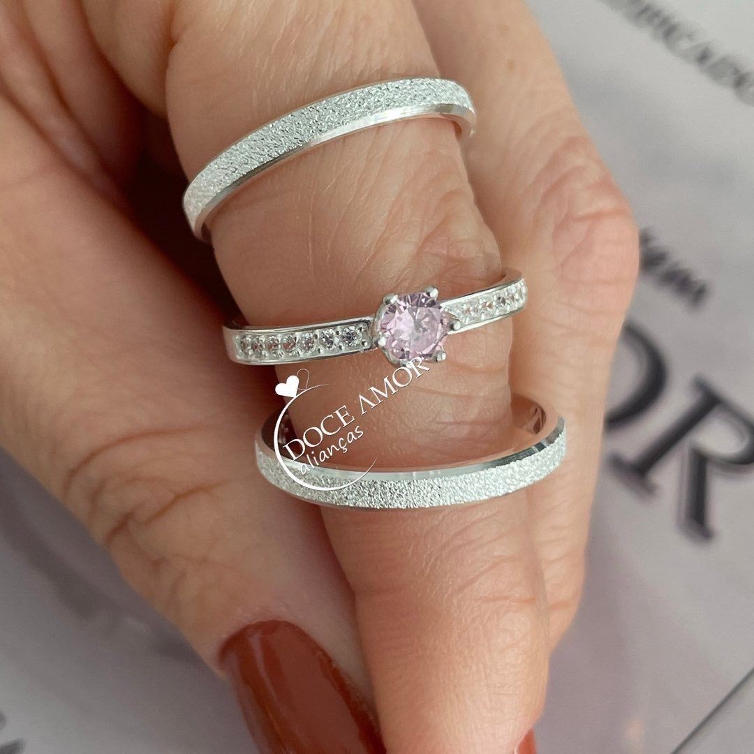 Alianças em Prata 950 - Lume - 2mm - Solitário Elegance