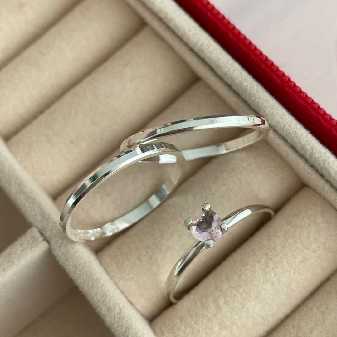 Alianças em Prata 950 - Lume - 1,5mm - Solitário Tradicional