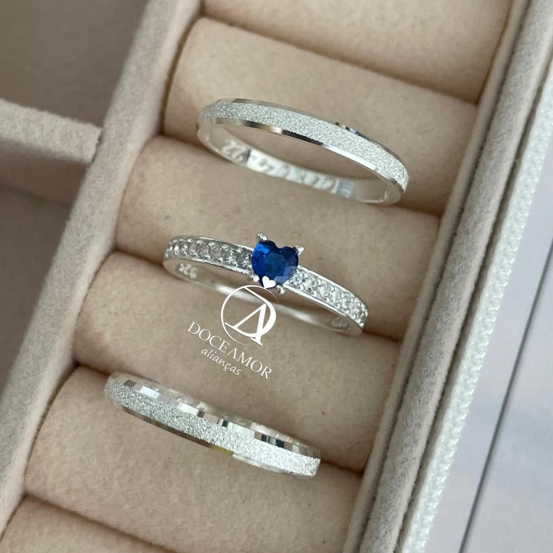 Alianças em Prata 950 - Lume -  2mm - Solitário Elegance