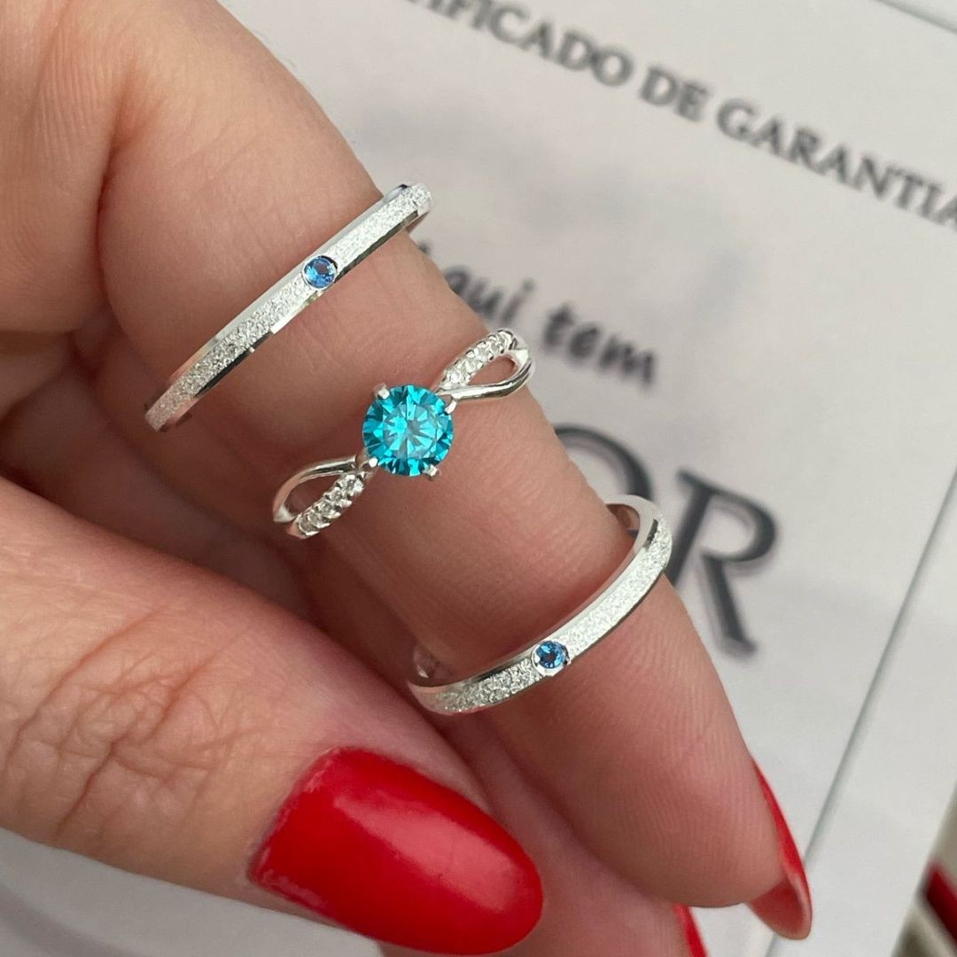 Alianças em Prata 950 - Lume -  2mm - Solitário Princes