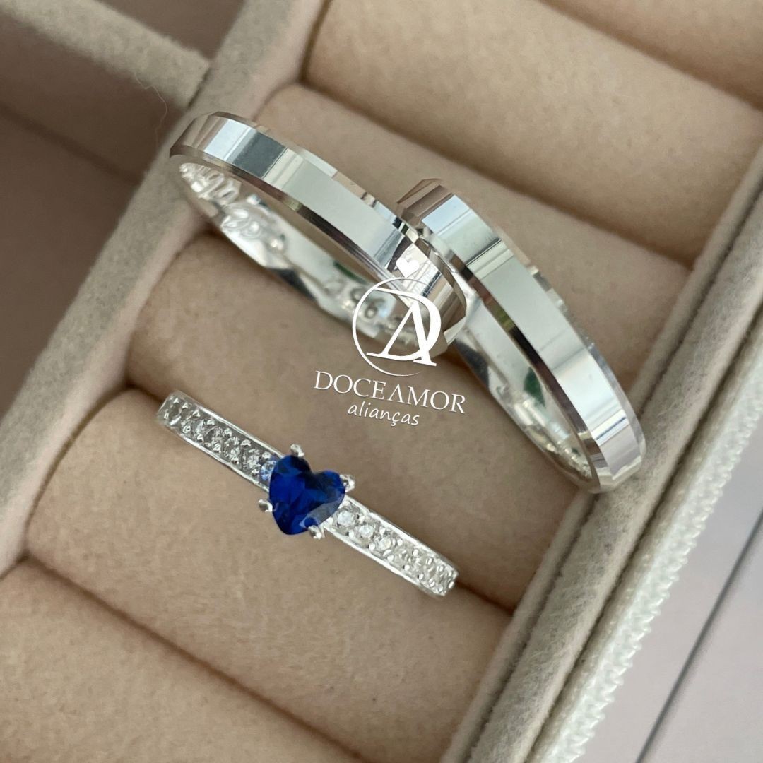 Alianças em Prata 950 - Lume -  3mm - Solitário Elegance