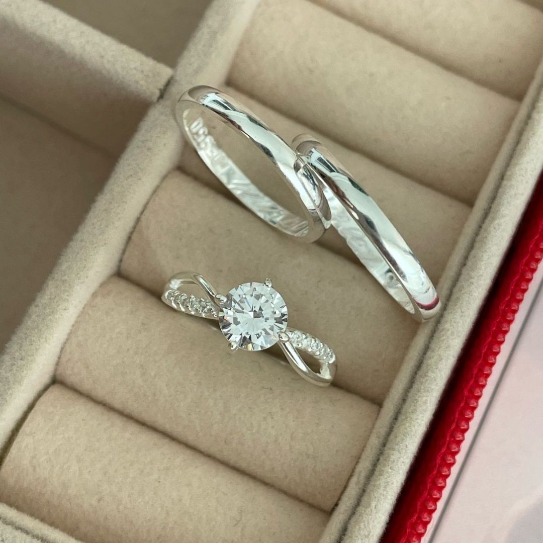 Alianças em Prata 950 - Aurora -  2mm - Solitário Princes