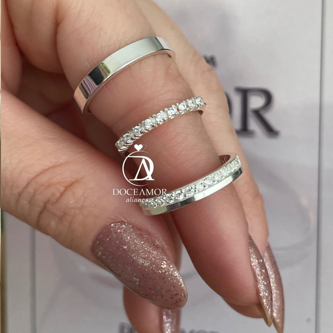 Alianças em Prata 950 - Selene - 4mm - Anel Aparador