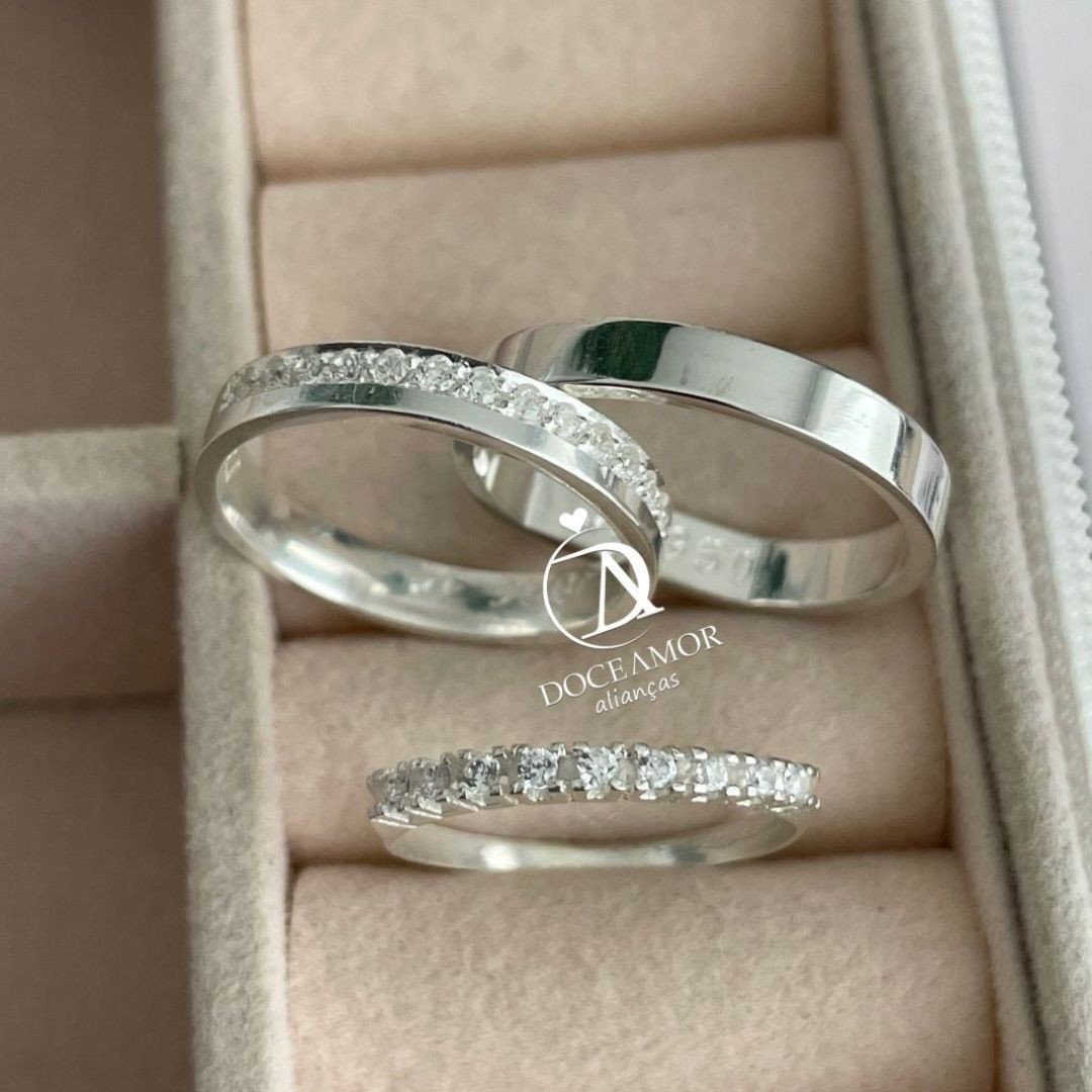Alianças em Prata 950 - Selene - 4mm - Anel Aparador