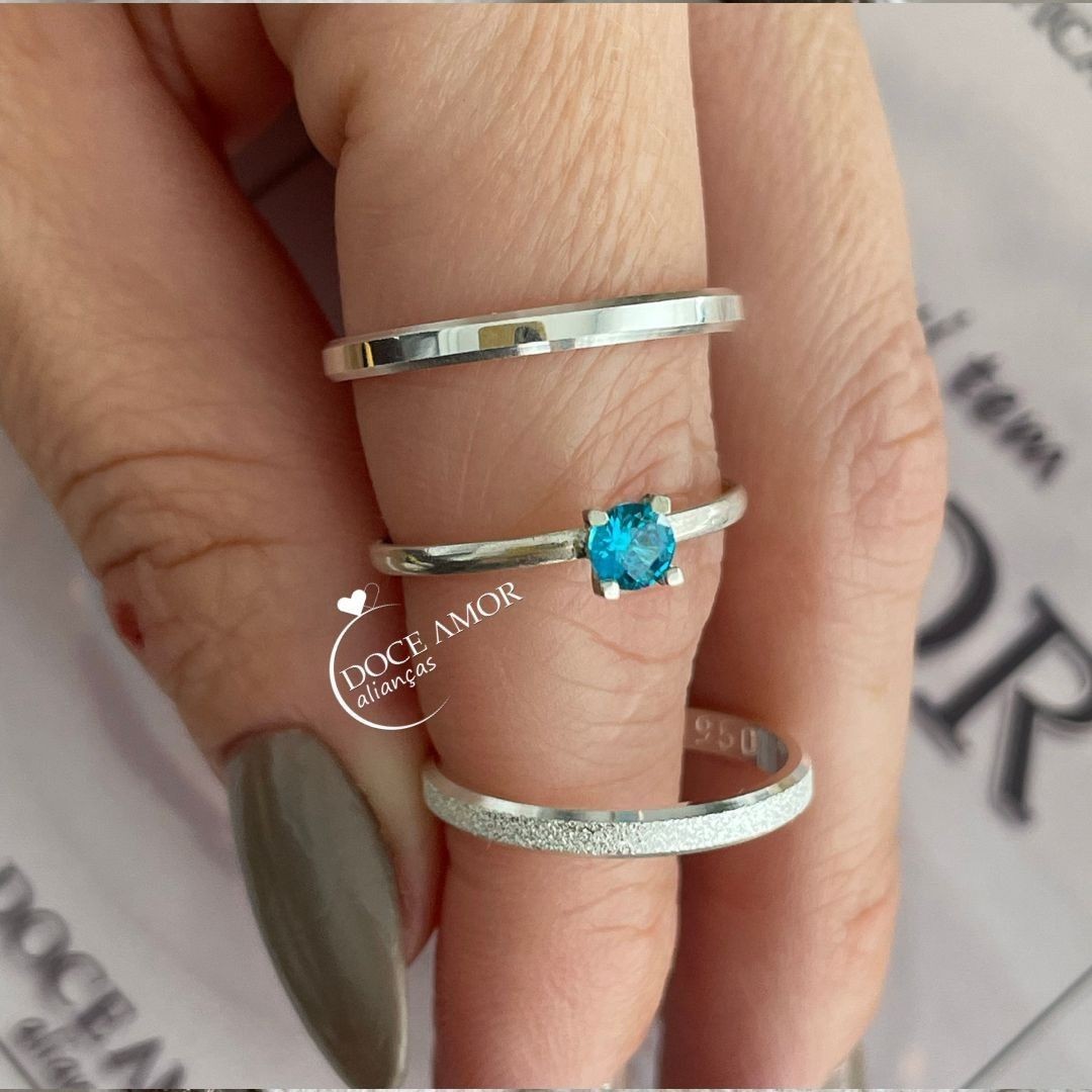 Alianças em Prata 950 - Lume - 1,5mm - Solitário Tradicional