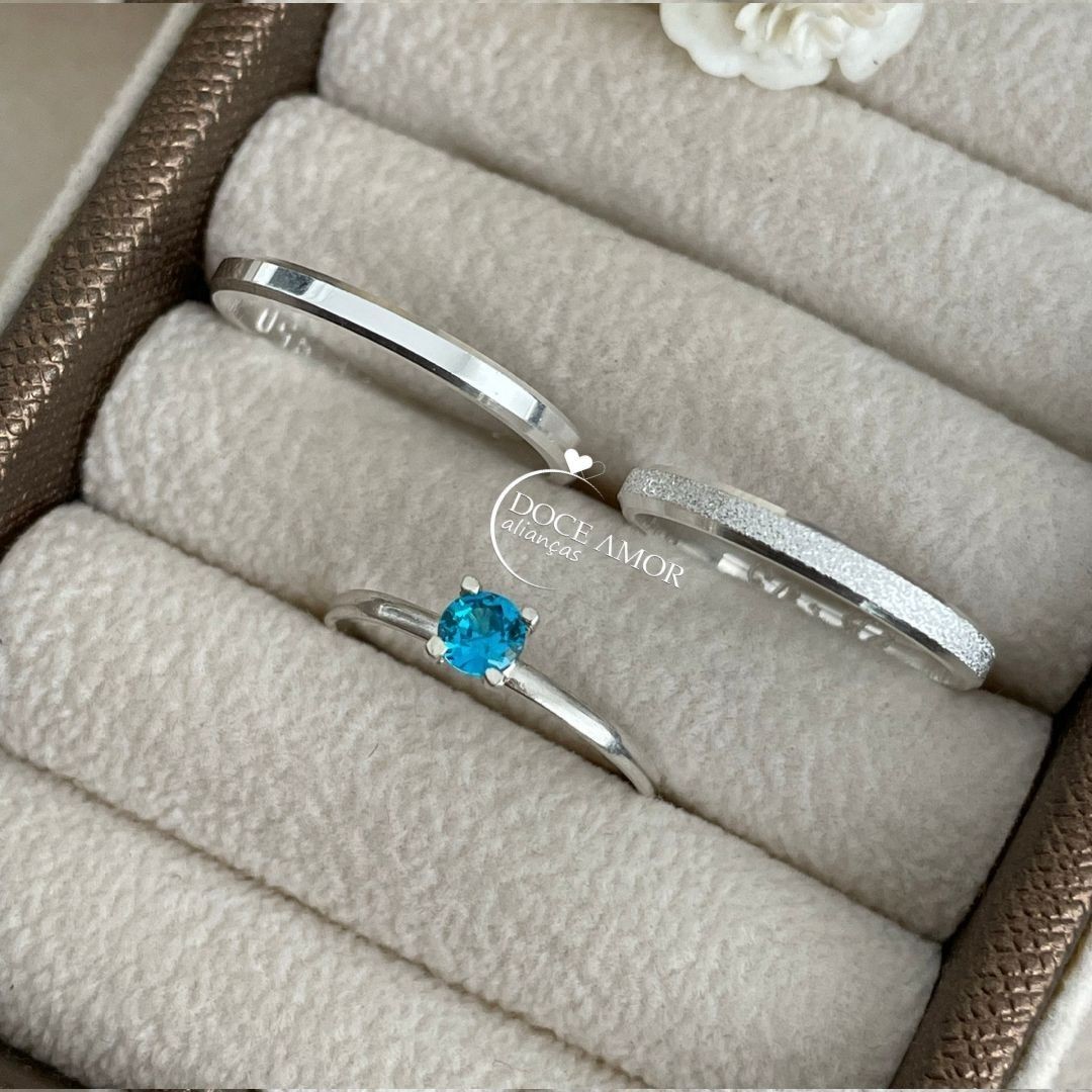 Alianças em Prata 950 - Lume - 1,5mm - Solitário Tradicional