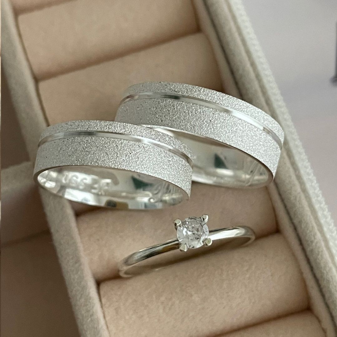 Alianças em Prata 950 - Zara - 6mm - Solitário Tradicional