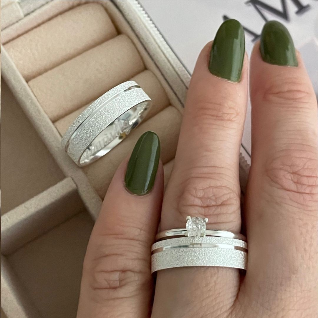 Alianças em Prata 950 - Zara - 6mm - Solitário Tradicional
