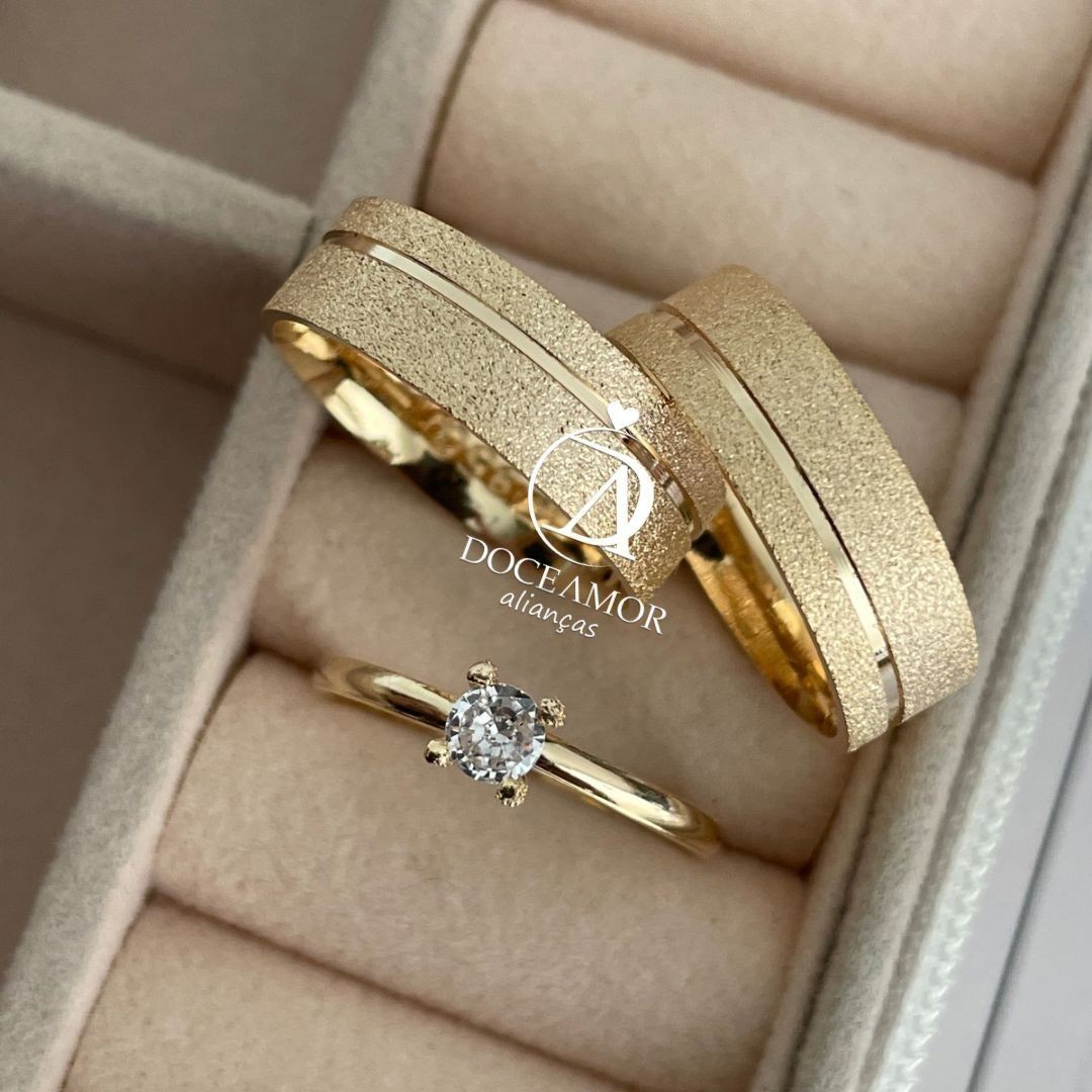 Alianças em Prata 950 - Zara - 6mm com Banho de Ouro 18K