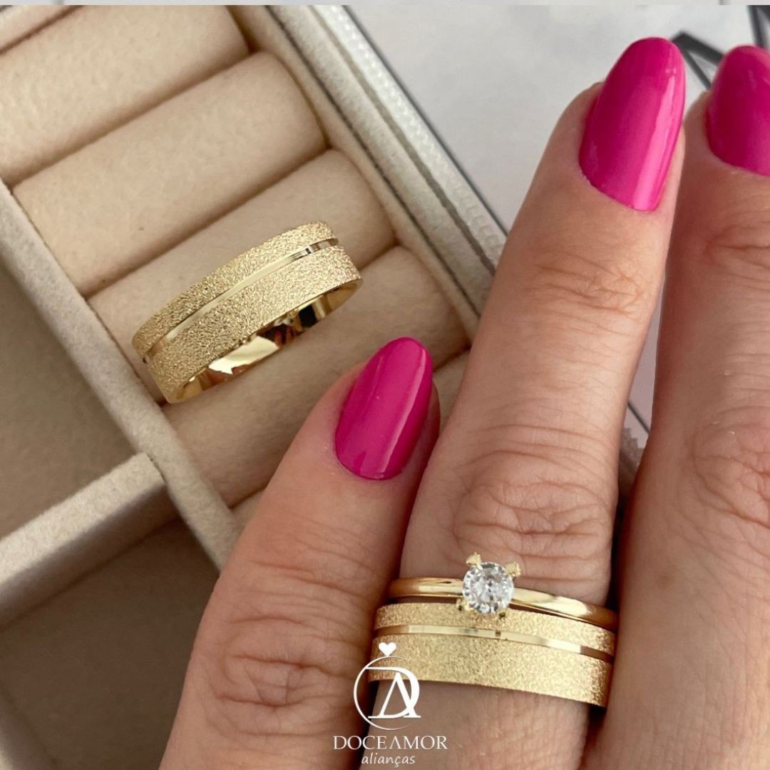 Alianças em Prata 950 - Zara - 6mm com Banho de Ouro 18K
