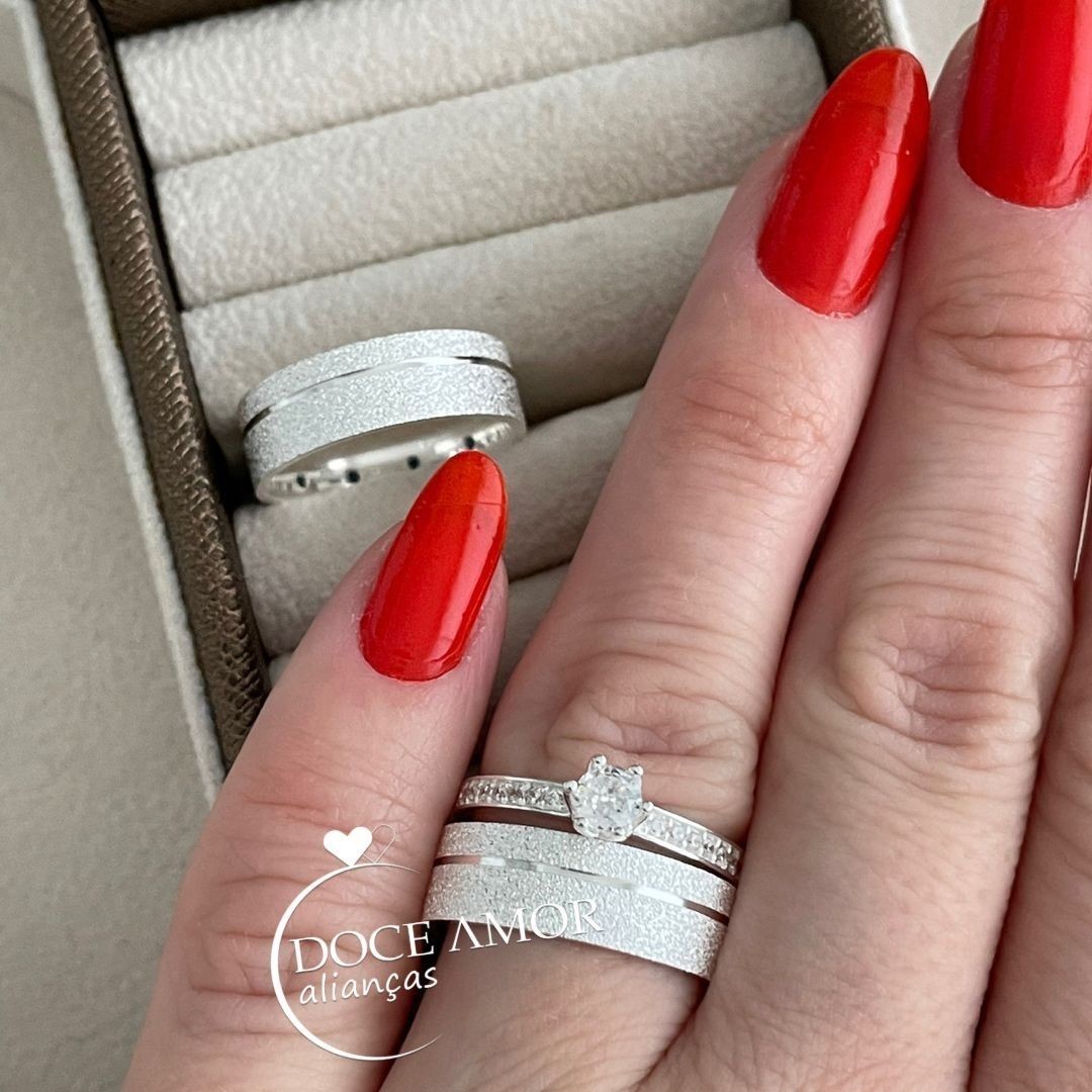 Alianças em Prata 950 - Zara - 6mm - Solitário Tradicional