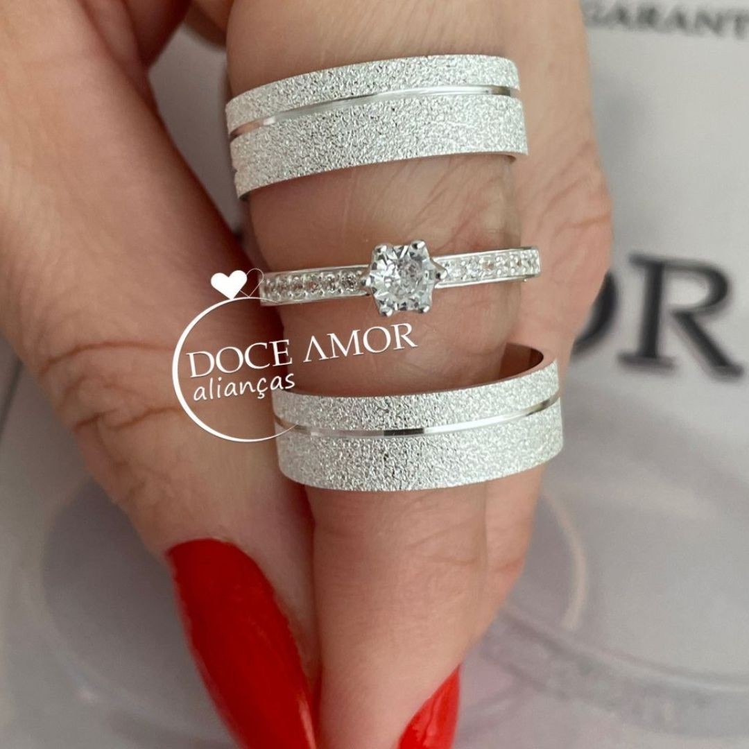 Alianças em Prata 950 - Zara - 6mm - Solitário Tradicional