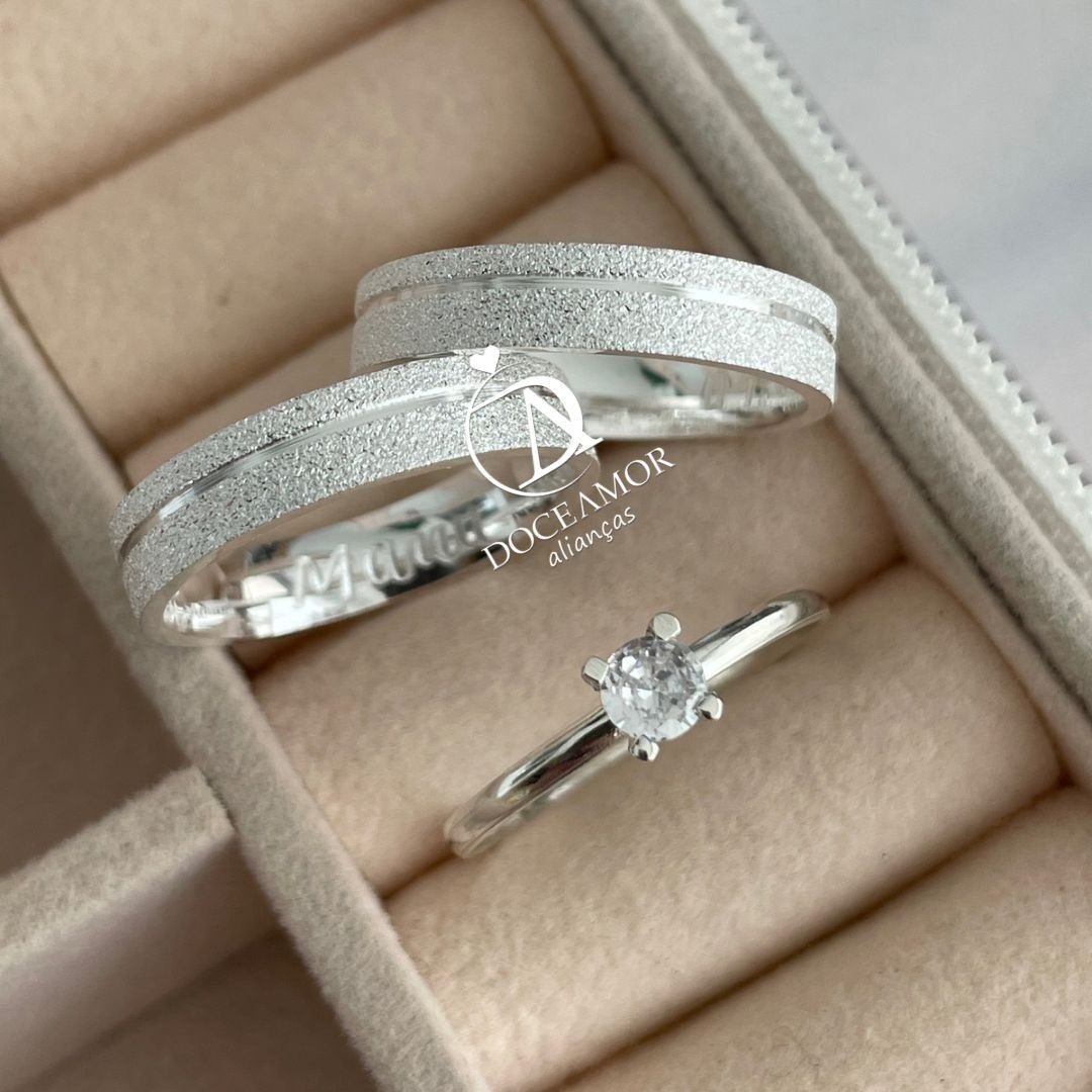 Alianças em Prata 950 - Zara - 4mm - Solitário Tradicional