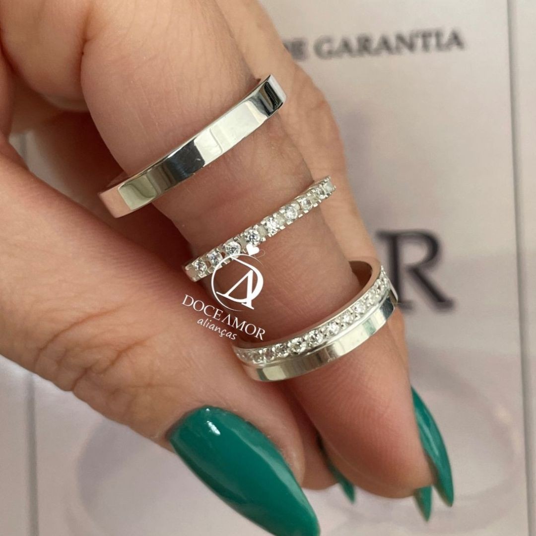 Alianças em Prata 950 - Selene - 4mm - Anel Aparador