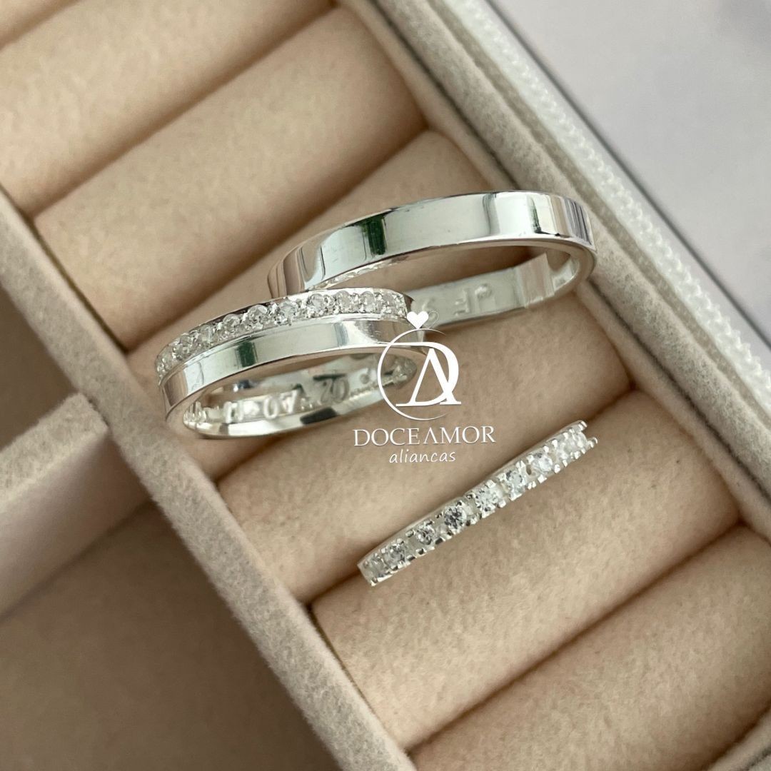Alianças em Prata 950 - Selene - 4mm - Anel Aparador