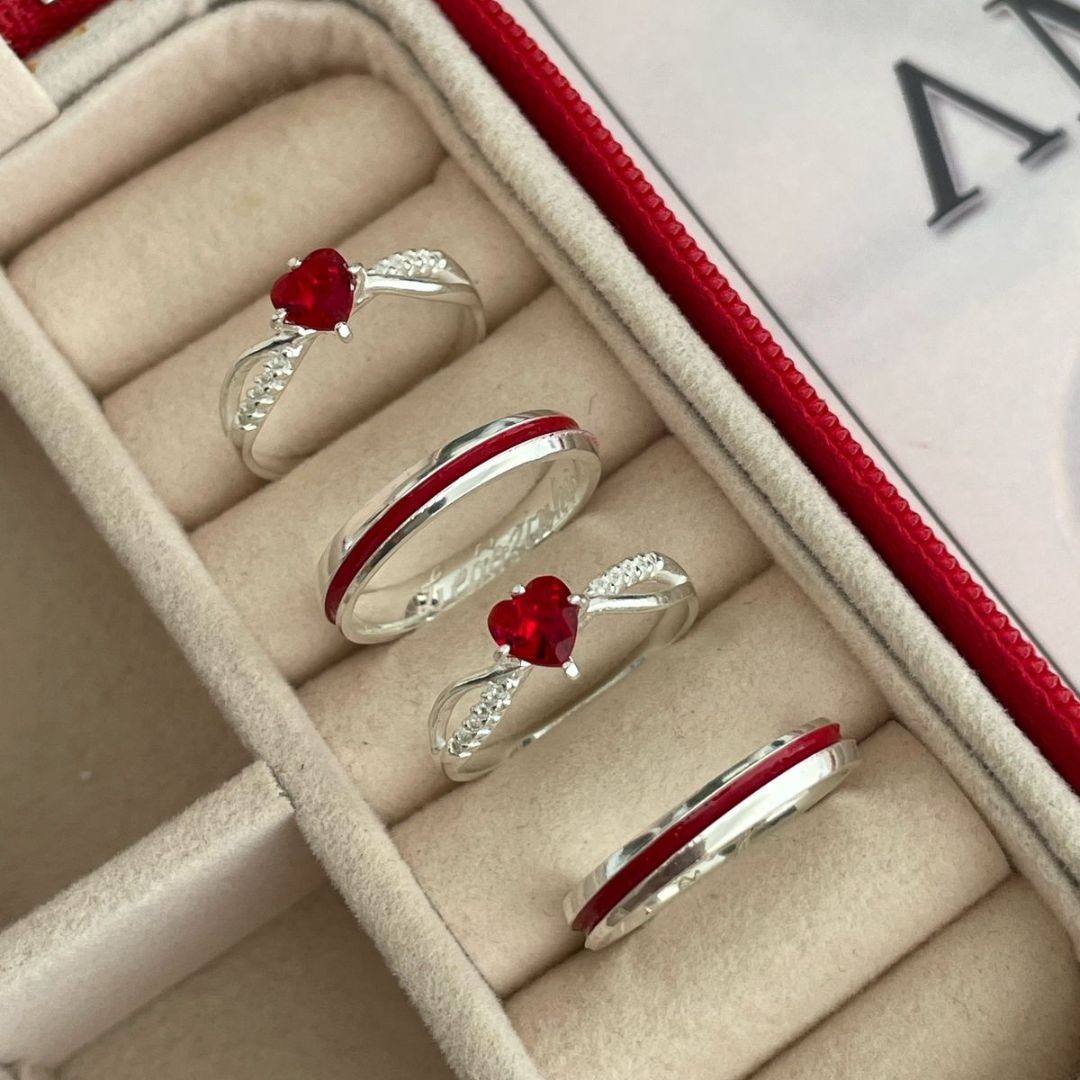 Alianças Akai ito - 3mm - Abauladas - Solitário Princess Coração