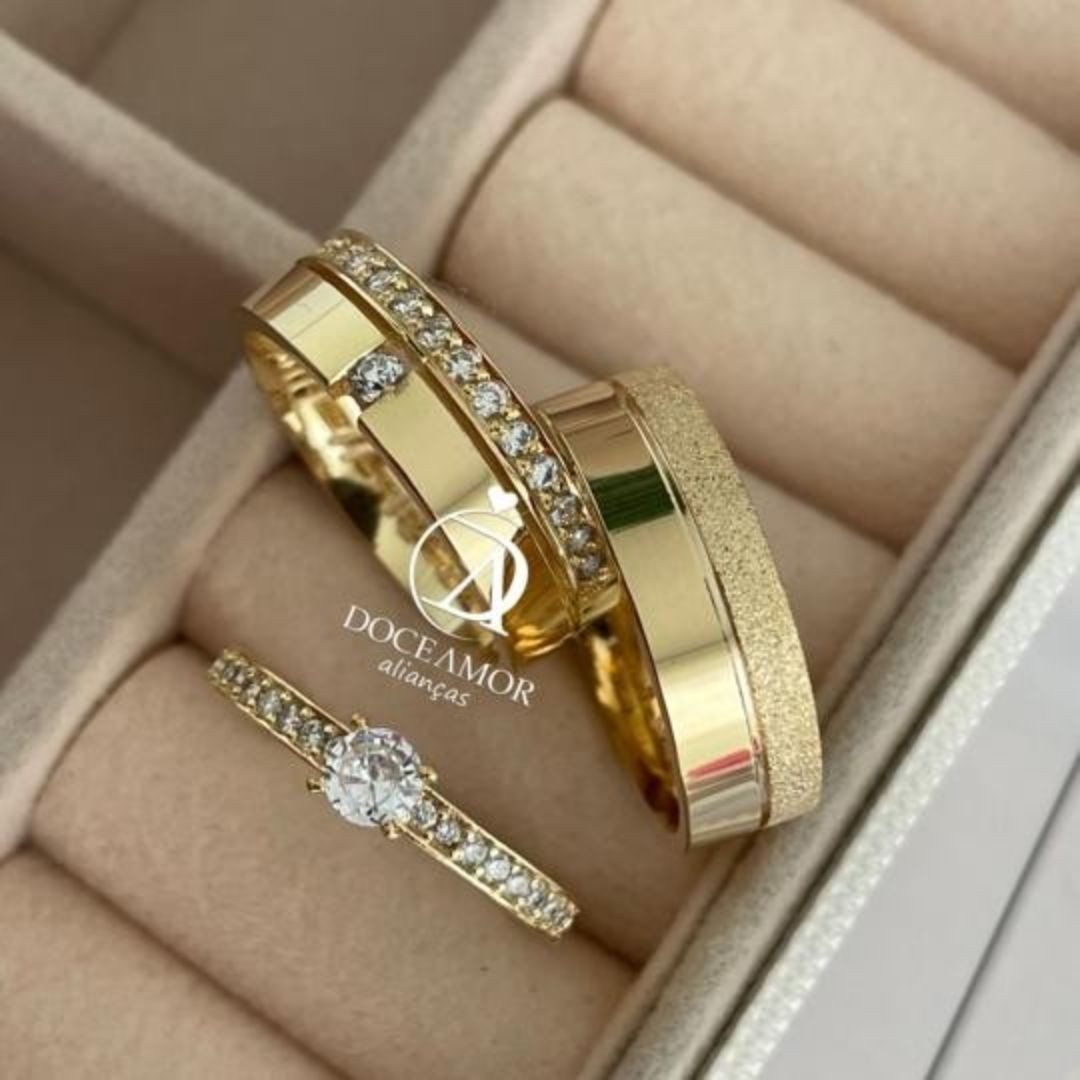 Alianças em Prata 950 - Viena - 6mm - com Banho de Ouro 18k  - Solitário Elegance