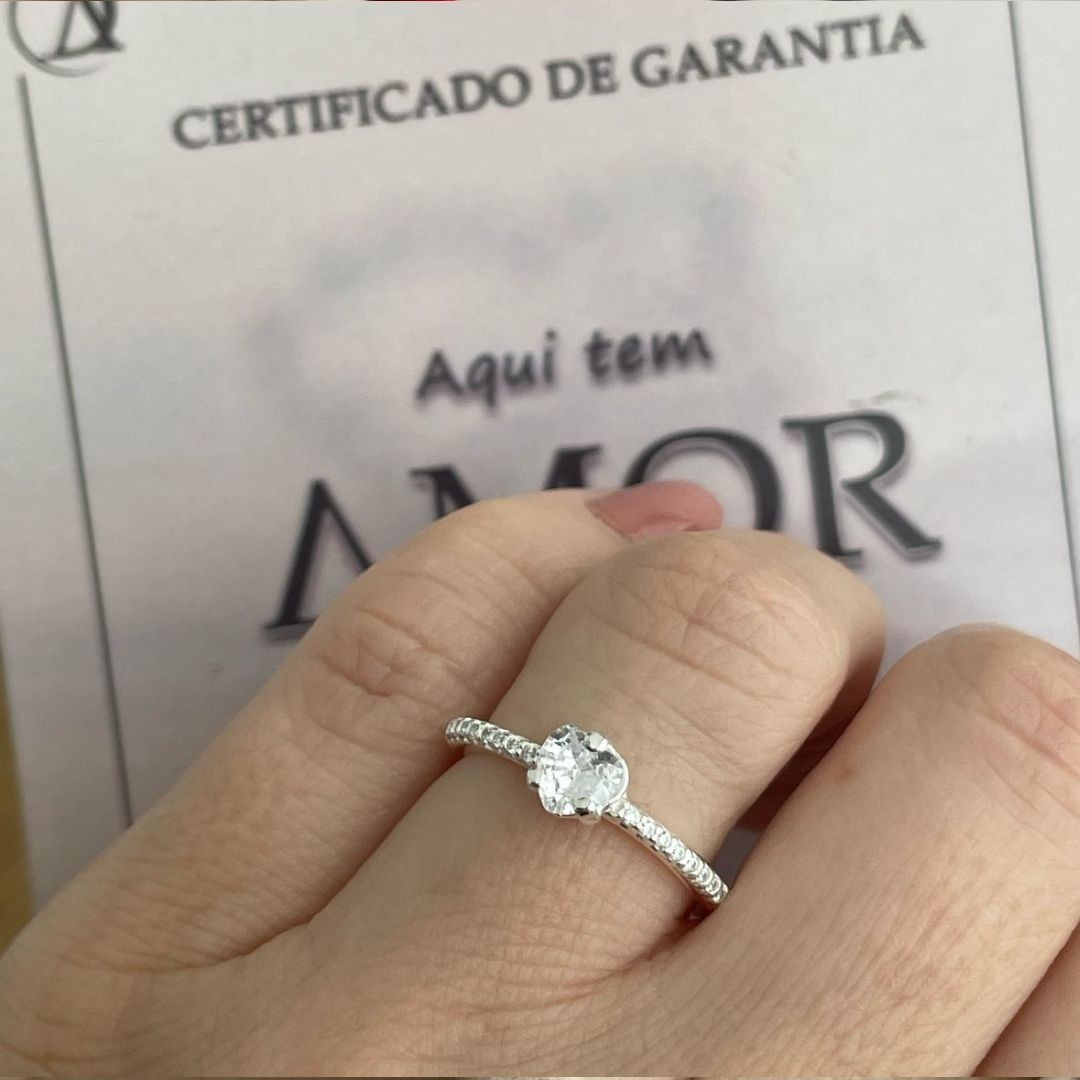 Anel Solitário Bella Prata 925