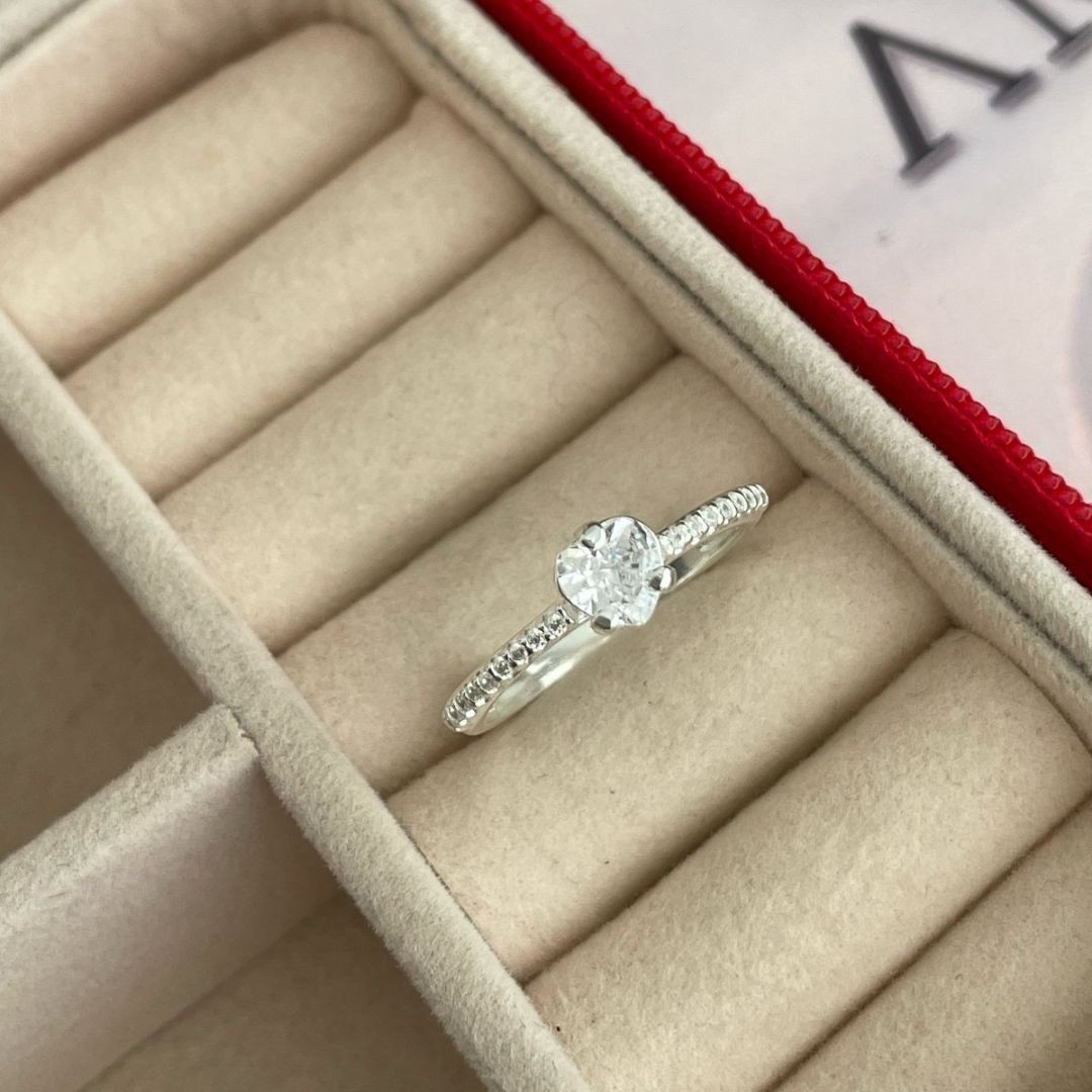 Anel Solitário Bella Prata 925