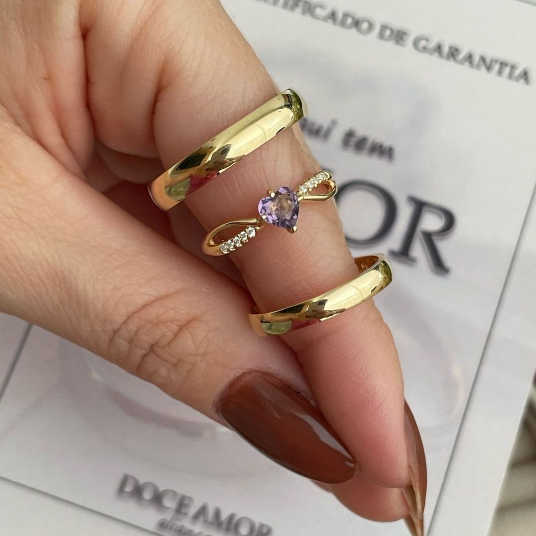 Alianças em Prata 950 - Aurora -  3mm - com Banho de ouro 18K - Solitário Princes