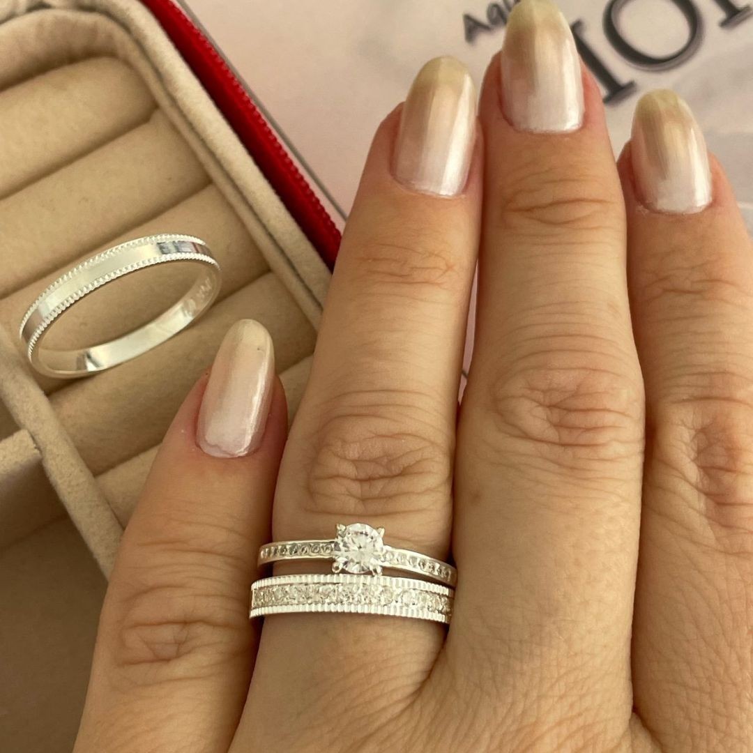 Alianças em Prata 950 - Sublime - 3mm - Solitário Elegance