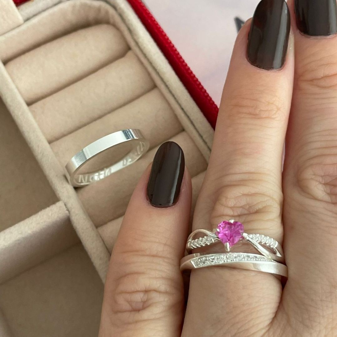 Alianças em Prata - 950 -  2,5mm - Amabile - Solitário Princess