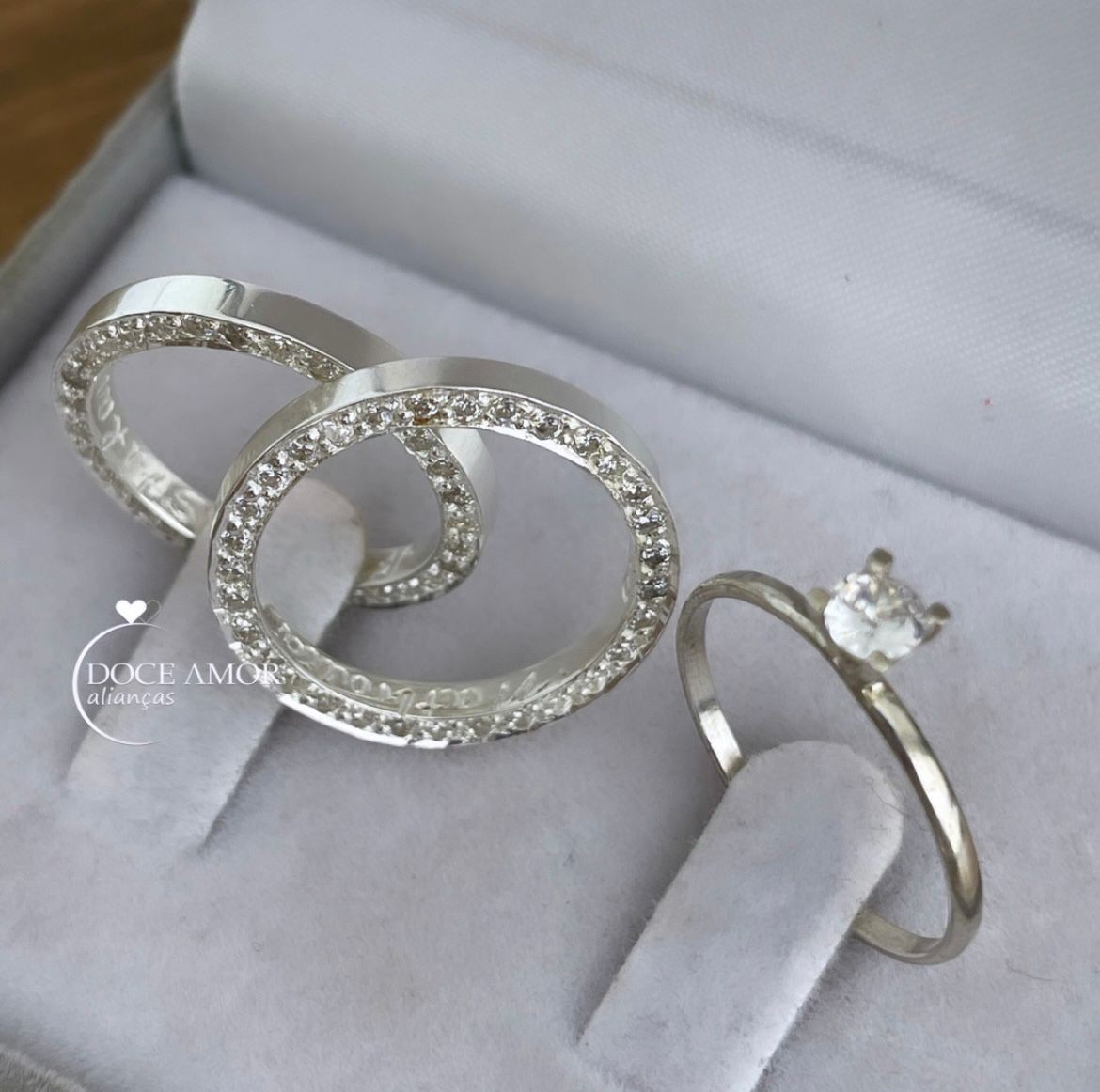 Par de Alianças em Prata 950  2mm   Modelo: DA-014-1  Solitário Tradicional